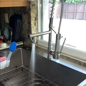 Silver Kitchen Tools with High-Arc Faucet